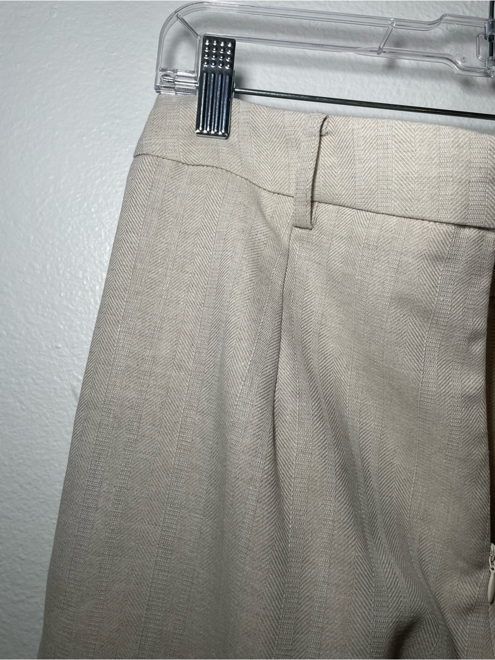 NWT COMMENSE Linen Blend Wide Leg Pants M Khaki Pleated Herringbone - Picture 7 of 9